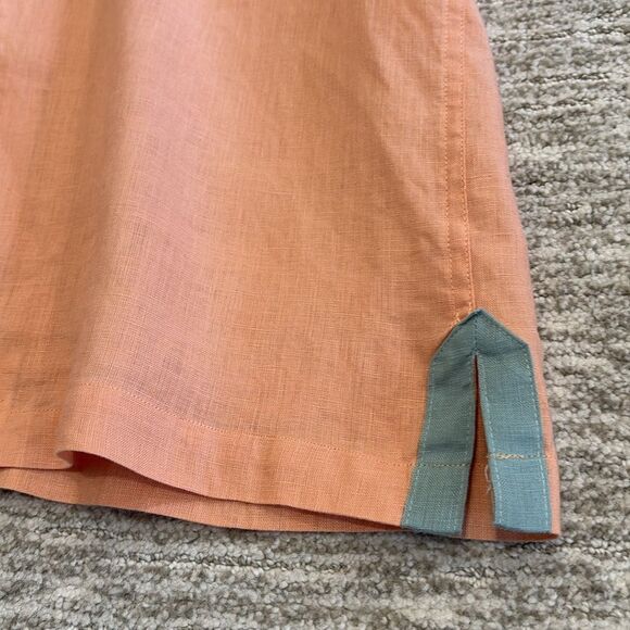 Paul Fredrick 100% Linen Camp Shirt Mens Size M Short Sleeve Button Down Peach - Picture 5 of 8